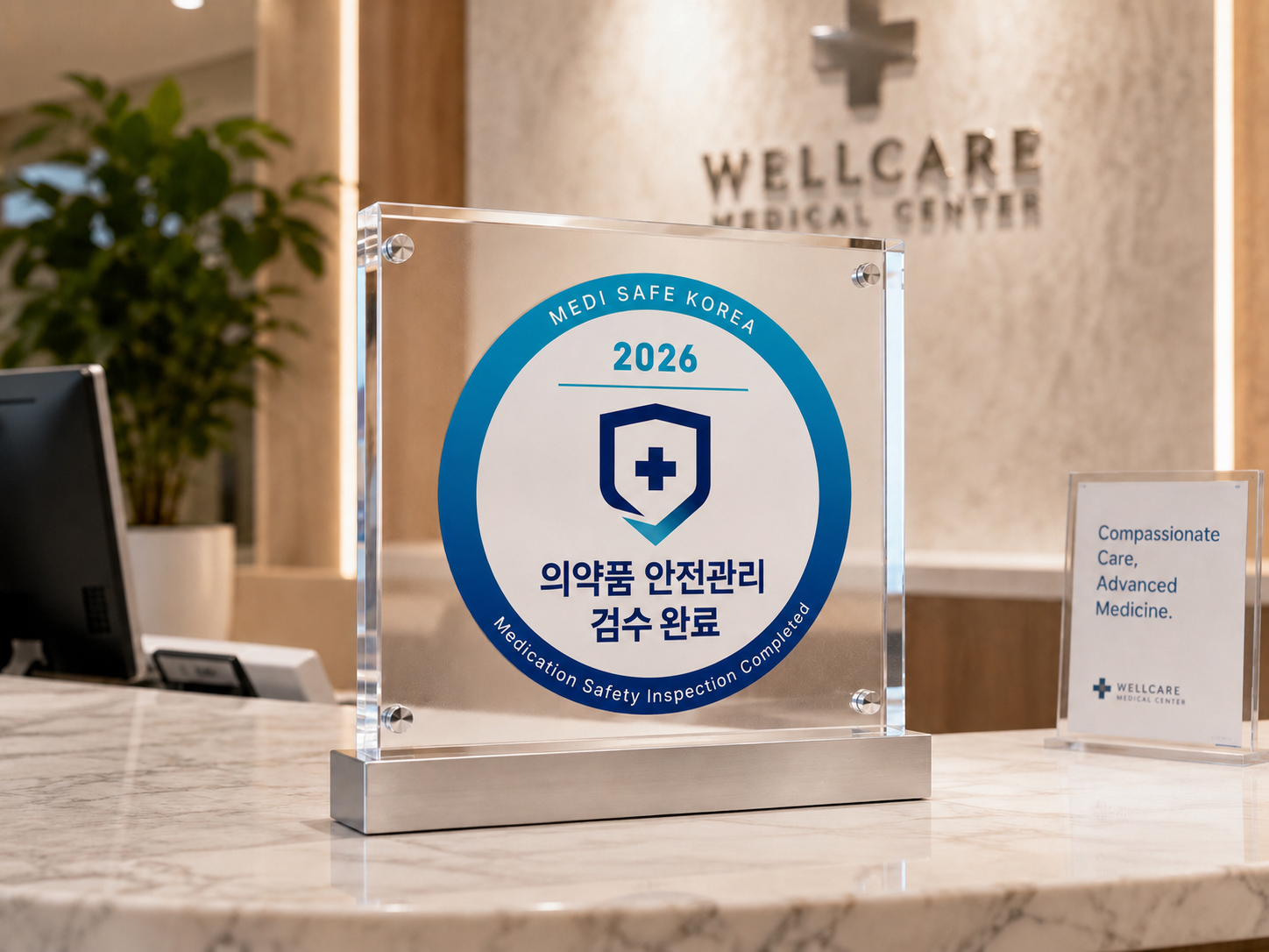 안전관리 검수완료 데스크 팝업 인증물